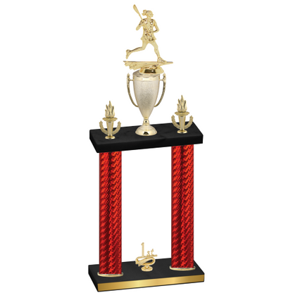 Double Red Carbon Fiber First Place Lacrosse Trophy