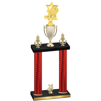 Double Red Carbon Fiber Year Pickleball Trophy
