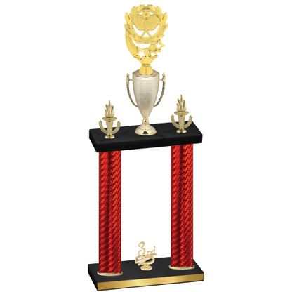 Double Red Carbon Fiber Third Place Pickleball Trophy