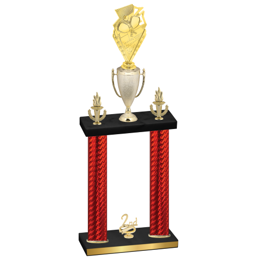 Double Red Carbon Fiber Second Place Pickleball Trophy