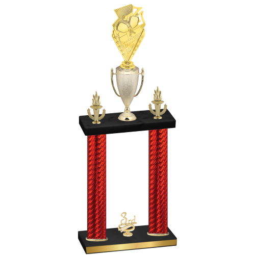 Double Red Carbon Fiber Third Place Pickleball Trophy
