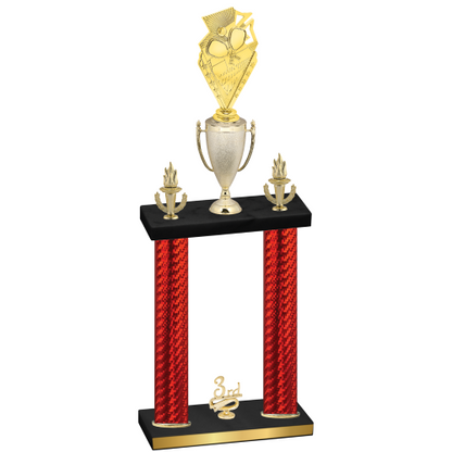 Double Red Carbon Fiber Third Place Pickleball Trophy