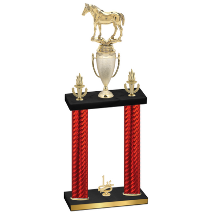 Double Red Carbon Fiber First Place Horses Trophy