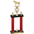 Double Red Carbon Fiber Third Place Horses Trophy