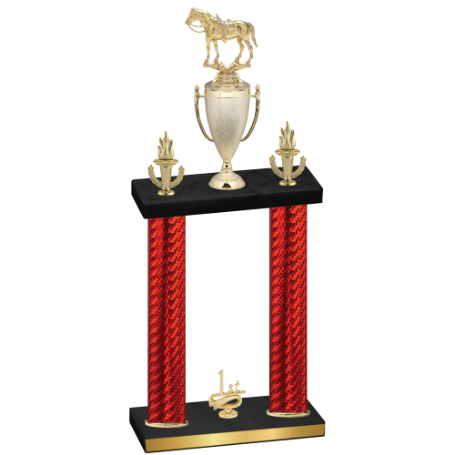 Double Red Carbon Fiber First Place Horses Trophy