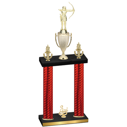 Double Red Carbon Fiber Third Place Archery Trophy