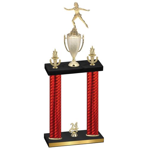 Double Red Carbon Fiber Year Skater Trophy