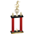 Double Red Carbon Fiber Third Place Flag Football Trophy