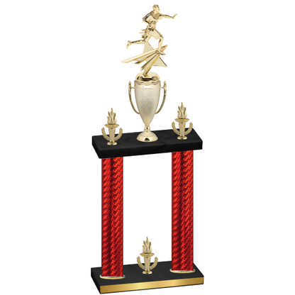 Double Red Carbon Fiber Victory Flag Football Trophy