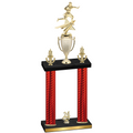Double Red Carbon Fiber Year Flag Football Trophy
