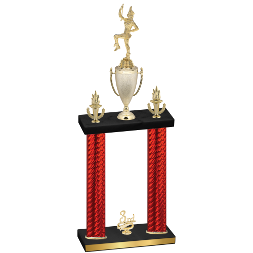 Double Red Carbon Fiber Third Place Majorette Trophy