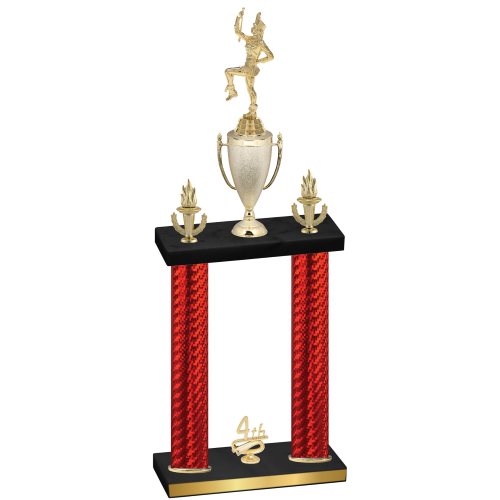 Double Red Carbon Fiber Fourth Place Majorette Trophy