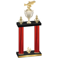 Double Red Carbon Fiber Fourth Place Fishing Trophy