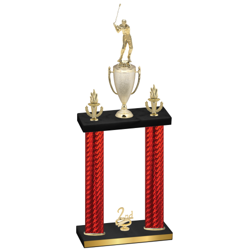 Double Red Carbon Fiber Second Place Golf Trophy