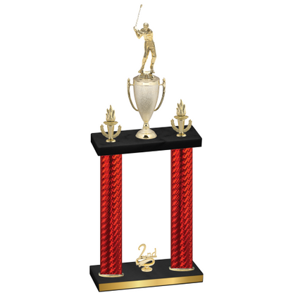 Double Red Carbon Fiber Second Place Golf Trophy