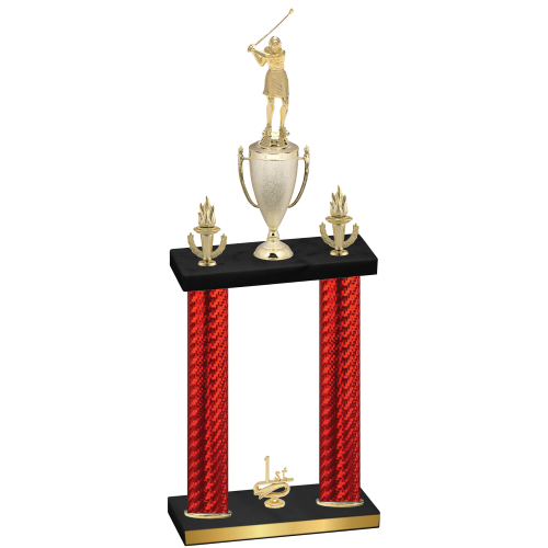 Double Red Carbon Fiber First Place Golf Trophy