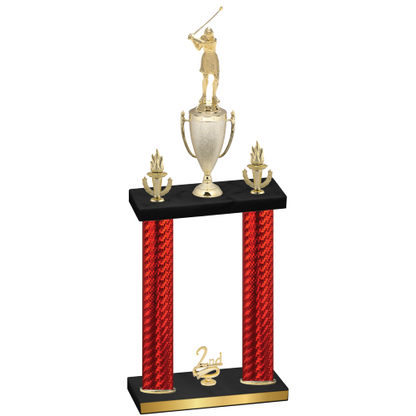 Double Red Carbon Fiber Second Place Golf Trophy
