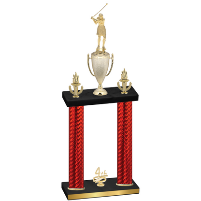 Double Red Carbon Fiber Fourth Place Golf Trophy