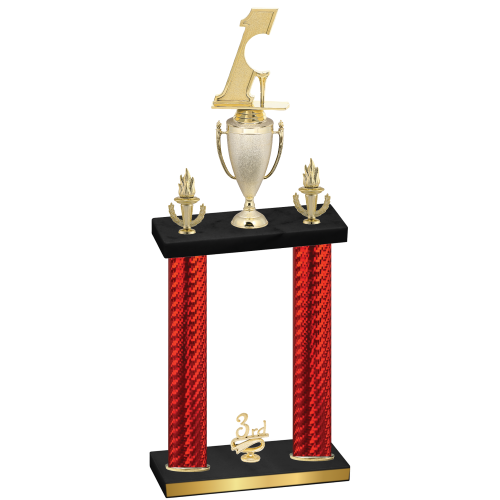Double Red Carbon Fiber Third Place Golf Trophy