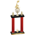 Double Red Carbon Fiber Fourth Place Golf Trophy