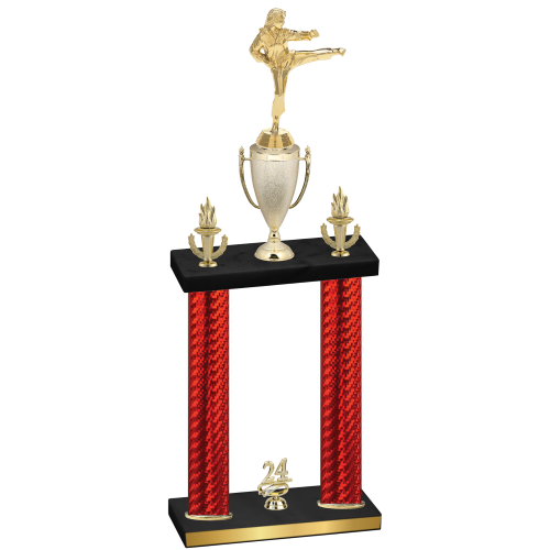Double Red Carbon Fiber Year Karate Trophy