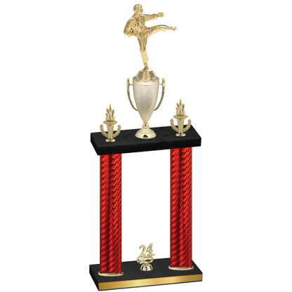 Double Red Carbon Fiber Year Karate Trophy