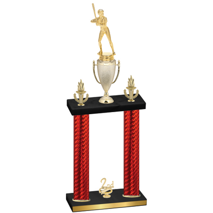 Double Red Carbon Fiber Second Place Softball Trophy