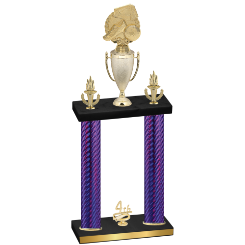 Double Purple Carbon Fiber Fourth Place Soccer Trophy