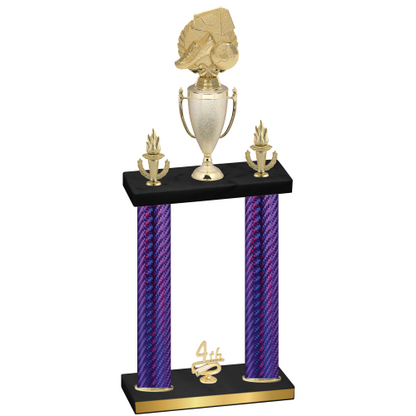 Double Purple Carbon Fiber Fourth Place Soccer Trophy