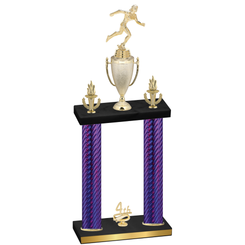 Double Purple Carbon Fiber Fourth Place Running Trophy