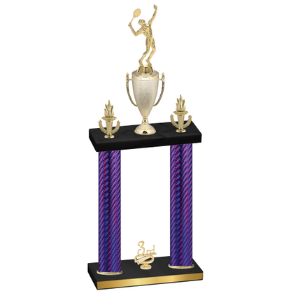 Double Purple Carbon Fiber Third Place Tennis Trophy
