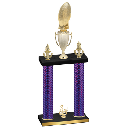 Double Purple Carbon Fiber Third Place Football Trophy