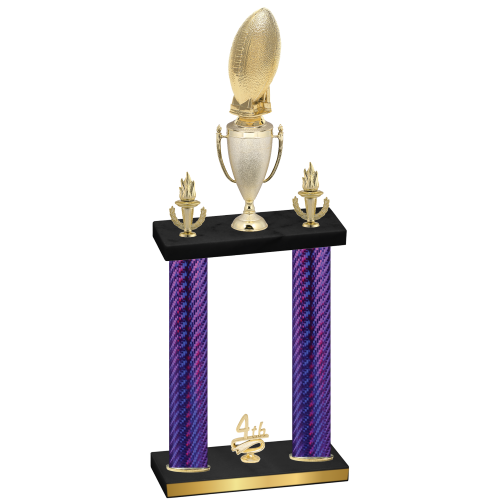 Double Purple Carbon Fiber Fourth Place Football Trophy