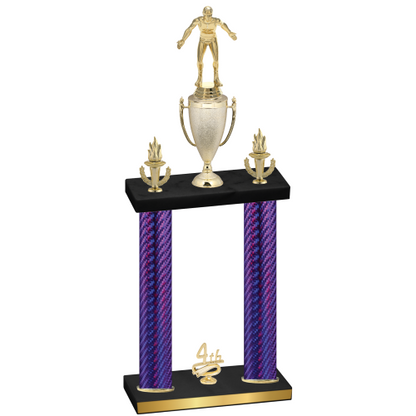 Double Purple Carbon Fiber Fourth Place Wrestling Trophy