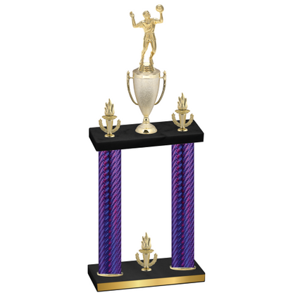 Double Purple Carbon Fiber Victory Volleyball Trophy