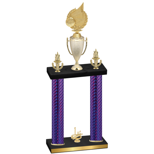 Double Purple Carbon Fiber First Place Volleyball Trophy
