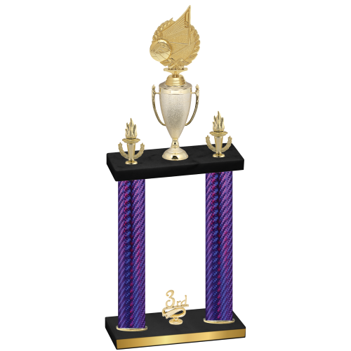 Double Purple Carbon Fiber Third Place Volleyball Trophy