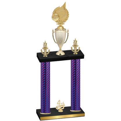Double Purple Carbon Fiber Fourth Place Volleyball Trophy
