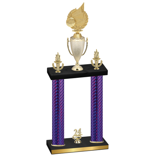 Double Purple Carbon Fiber Year Volleyball Trophy