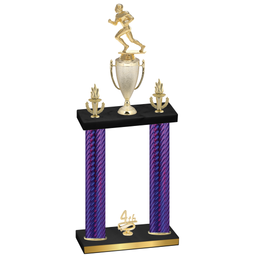 Double Purple Carbon Fiber Fourth Place Football Trophy