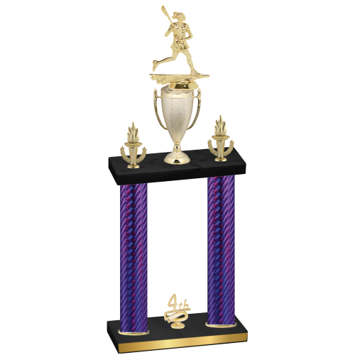 Double Purple Carbon Fiber Fourth Place Lacrosse Trophy