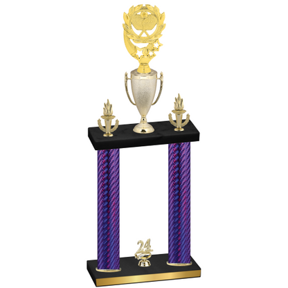 Double Purple Carbon Fiber Year Pickleball Trophy