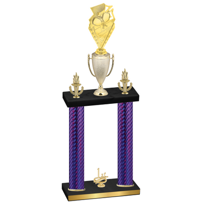 Double Purple Carbon Fiber First Place Pickleball Trophy
