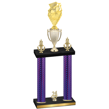 Double Purple Carbon Fiber Year Pickleball Trophy