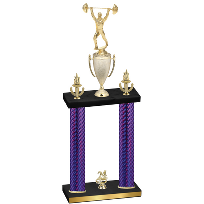 Double Purple Carbon Fiber Year Weights Trophy