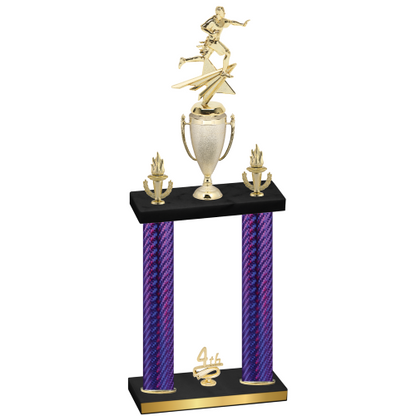 Double Purple Carbon Fiber Fourth Place Flag Football Trophy