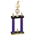 Double Purple Carbon Fiber Victory Flag Football Trophy