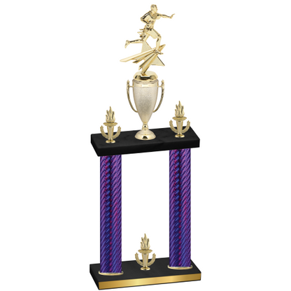 Double Purple Carbon Fiber Victory Flag Football Trophy