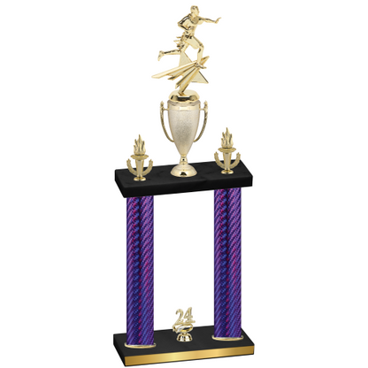 Double Purple Carbon Fiber Year Flag Football Trophy