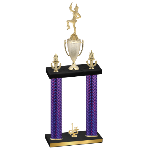 Double Purple Carbon Fiber First Place Majorette Trophy